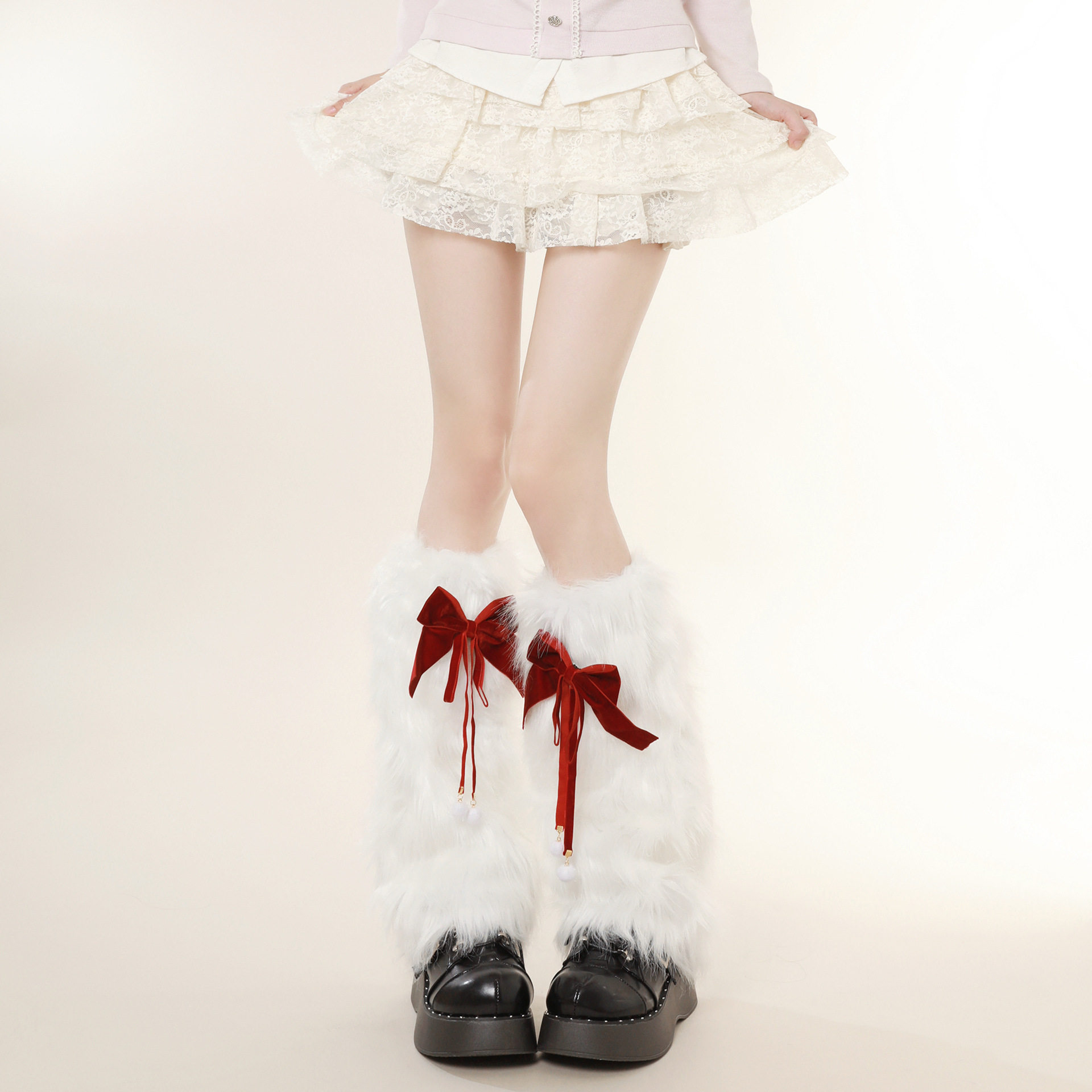 春节新年甜美毛绒腿套秋冬y2k丝绒蝴蝶结堆堆袜子Lolita毛绒袜套,女士内衣/男士内衣/家居服,短袜,淘宝优惠券,粉丝福利购,淘宝优惠卷