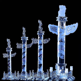 水晶摆件华表望天吼祥云盘龙办公桌客厅书房镇宅风水