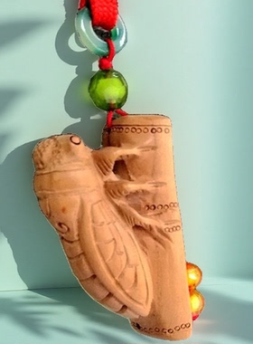 桃木木雕禅知了吊坠一鸣惊人