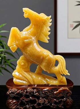 黄玉马摆件马到成功风水招财