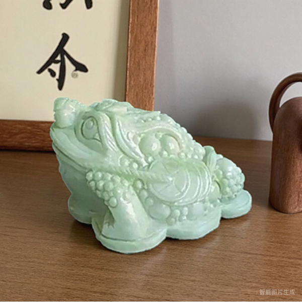 翡翠玉石雕刻金蟾摆件家居公司财位收银台招财蟾蜍精工珍品高档品