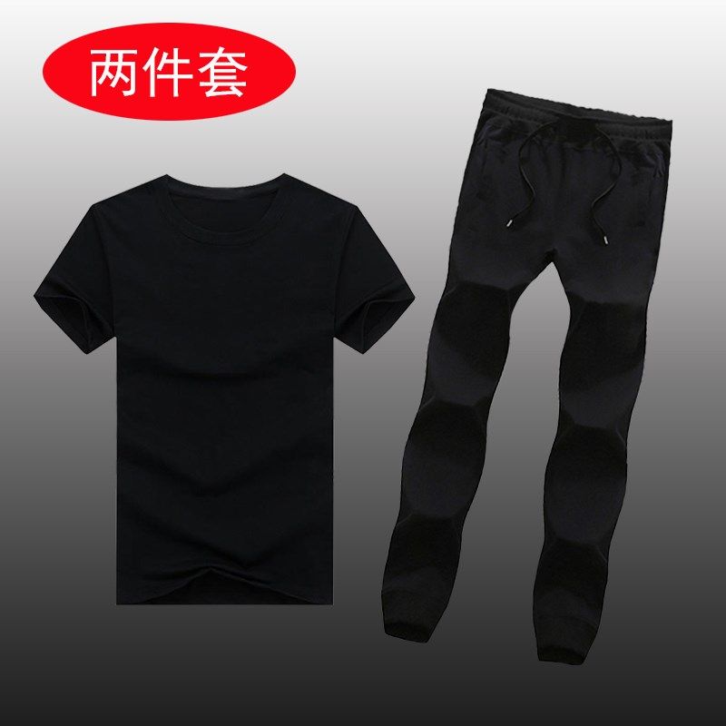 夏季新款男士一套全黑色半袖和长裤子运动套装韩版潮流纯色上衣服|msdalam kategori Pakaian Lelaki, baju-T - dari Buy2taobao.com untuk memberikan perkhidmatan ejen Taobao profesional membeli