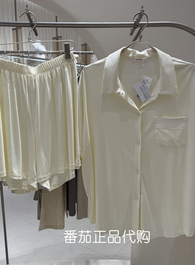 爱慕25春夏沁凉女士凉感翻领开衫短袖短裤家居睡衣套装AM46B112