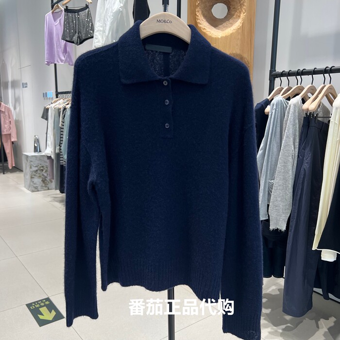 MOCO正品毛衣2025秋新品绵羊毛山羊绒POLO领轻暖智性MBE3SWT044