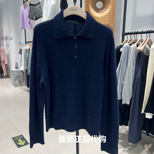 MOCO正品毛衣2025秋新品绵羊毛山羊绒POLO领轻暖智性MBE3SWT044