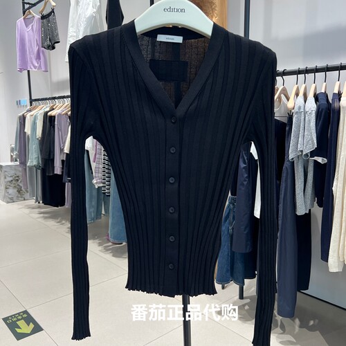 专柜正品edition针织开衫女桑蚕丝修身V领针织衫EBE3CAR008