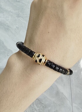 椰蒂直切黑金寿喜玉石盘玩手串