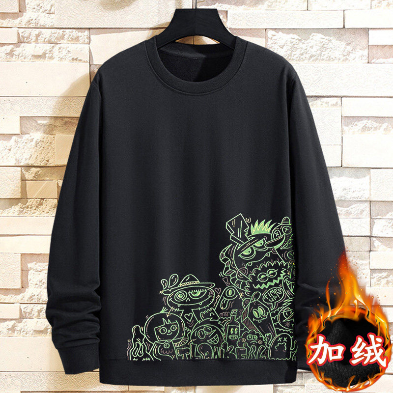 300斤大码男装特胖超肥版宽松套头衫潮胖子加绒卫衣男加肥加大T恤
