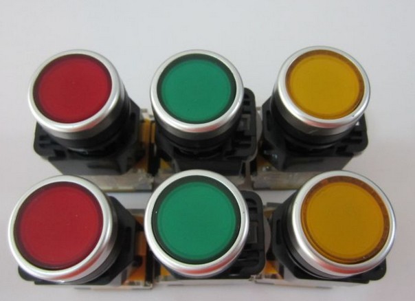 上海森奥 SA16-11DZS LA16Y 正方形平钮带灯自锁 按钮开关 5只脚