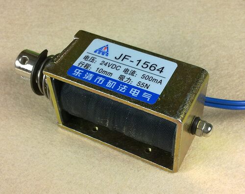 JF-1564B 直流电磁铁框架电磁铁推拉式 吸力55N 行程10mm 12V 24V