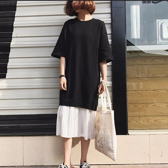 Guantu summer mid long T-shirt and two western style slim dresses