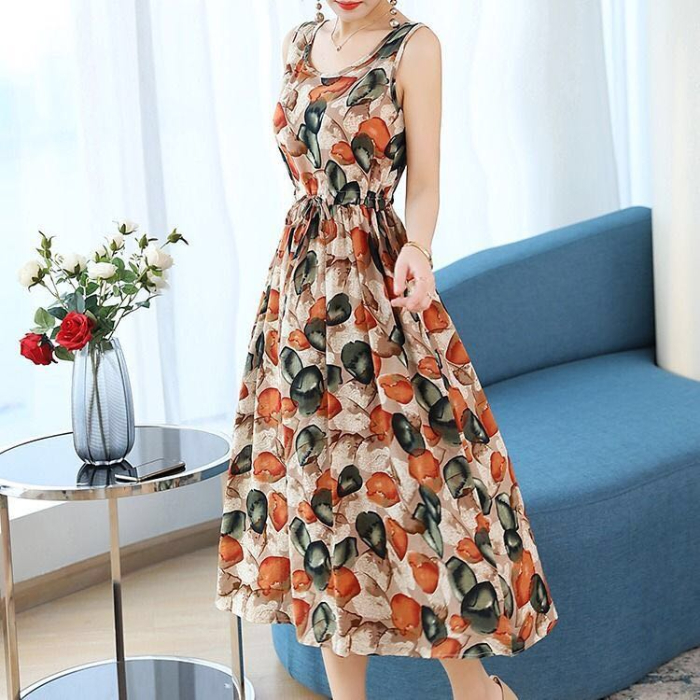 Large size sleeveless dress women's summer new Korean version slim dress with big swing and loose base