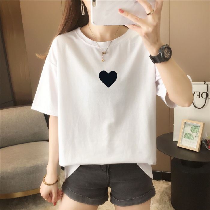 Love T-shirt girl loose student print letter short sleeve foreign style top girl
