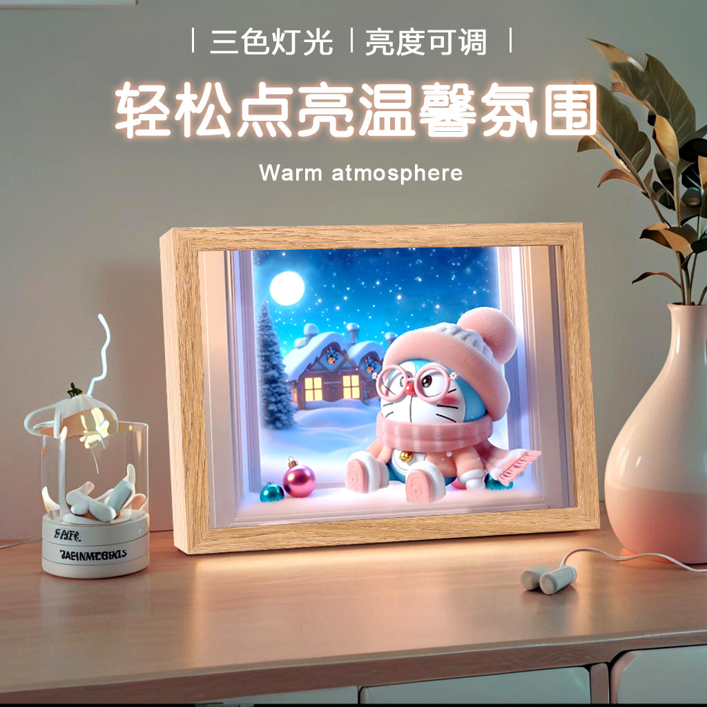 哆啦A梦镜子灯光画小叮当机器猫大雄客厅卧室装饰画夜灯生日礼物,家居饰品,氛围画/灯画,淘宝优惠券,粉丝福利购,淘宝优惠卷