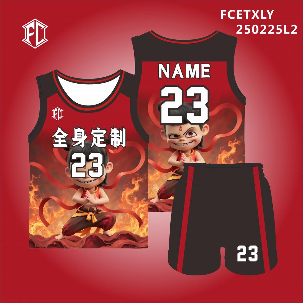 儿童篮球服套装卡通哪吒系列球衣小学生训练服比赛幼儿园表演队服