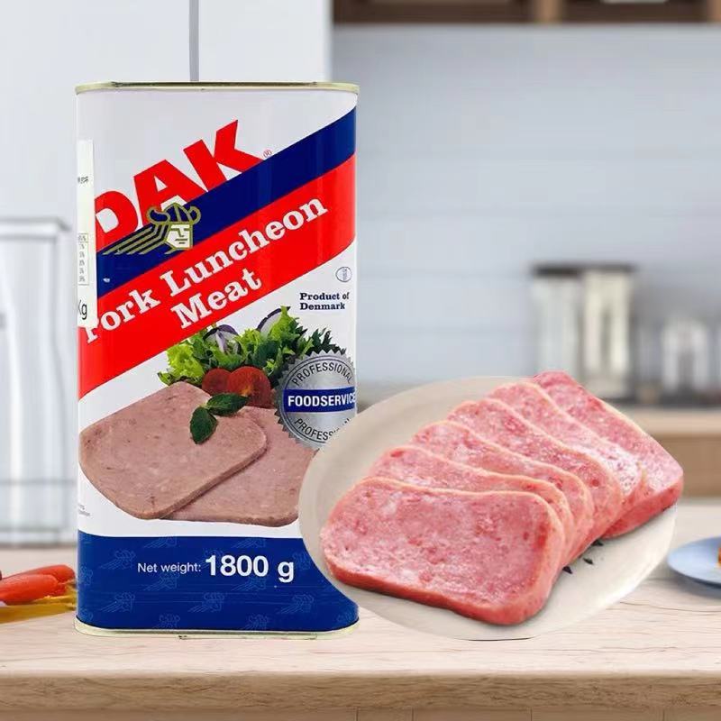 临期特价丹麦进口DAK猪肉午餐肉罐头1.8kg办公室宿舍火锅食材速