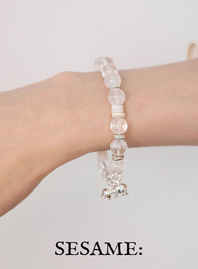 飒米天然棉裂纹白水晶串珠925纯银铃兰吊坠手链轻奢小众清冷感