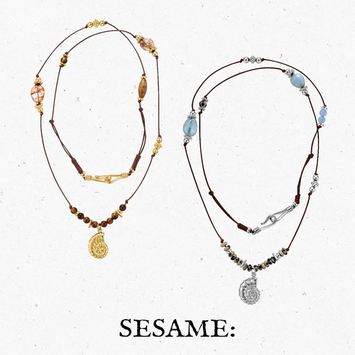 飒米SESAME清新海螺吊坠水晶串珠项链度假原创设计小众春夏新品