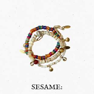 新品 飒米波西米亚风秋季 美拉德贝壳吊坠贝壳片叠戴手串手链套装