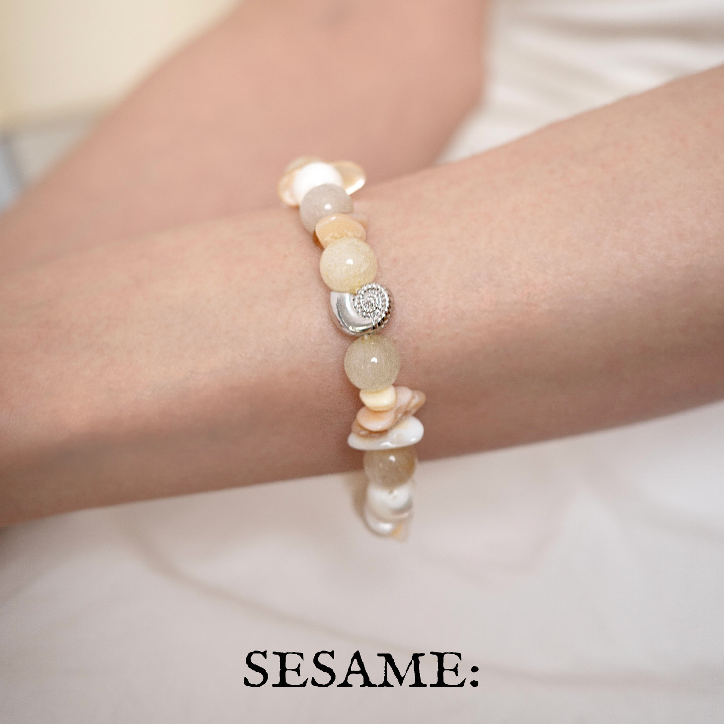 飒米SESAME天然石贝壳片海螺饰珠海洋风手串清冷风度假原创设计