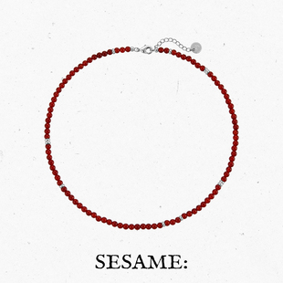 「新年礼物」红玛瑙925银串珠项链精致新中式 新年轻奢锁骨链生日