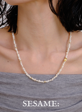 「新年礼物」原创设计极光小珍珠金色细项链女轻奢OT扣百搭毛衣链