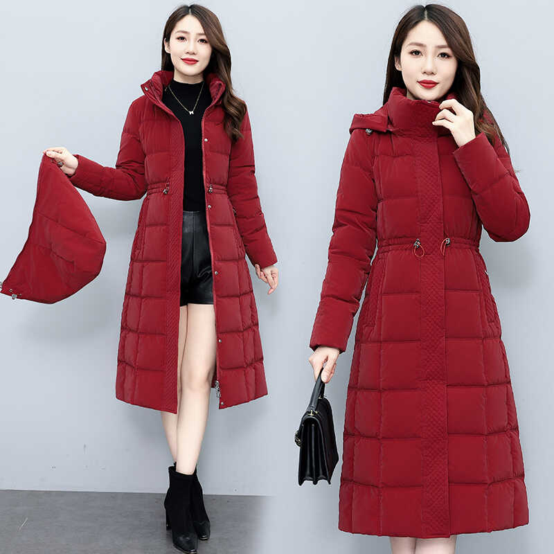 冬季收腰显瘦加厚羽绒棉服女中长
