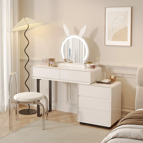 Кремовый туалетный столик из натурального дерева, современная минималистичная система хранения для спальни