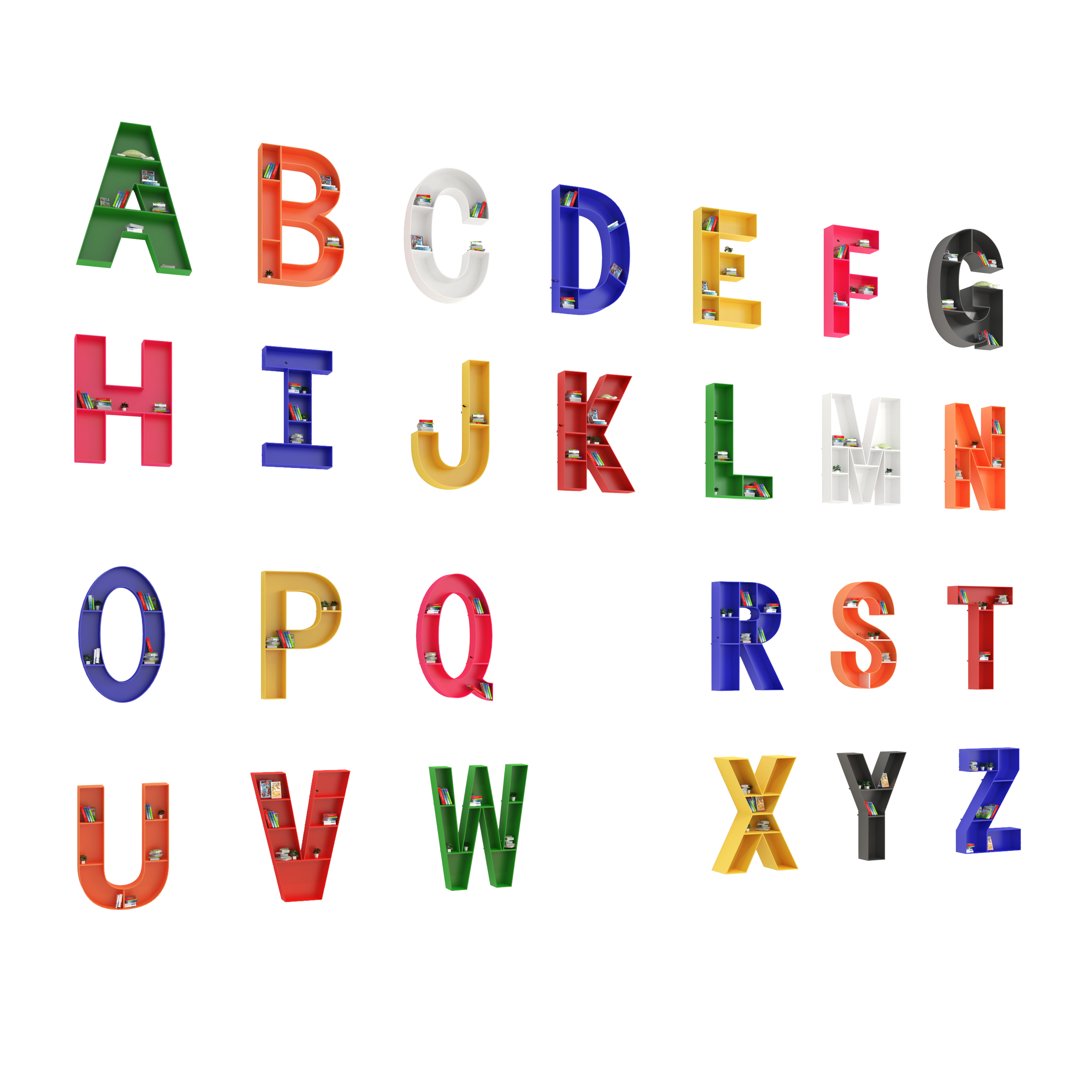 定制英文数字学校墙上展示置物架