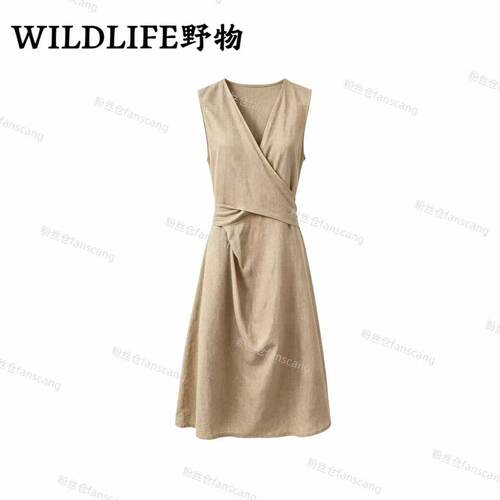 WILDLIFE｜一眼爱上老钱风亚麻收腰连衣裙C-001M7466