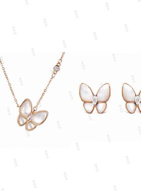 26SS |Two Butterfly蝴蝶结钻石母项链+耳钉C-001M7392