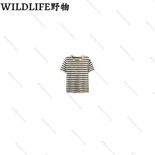 WILDLIFE｜日本进口和纸纱 经典黑白条纹针织短袖C-001M7622