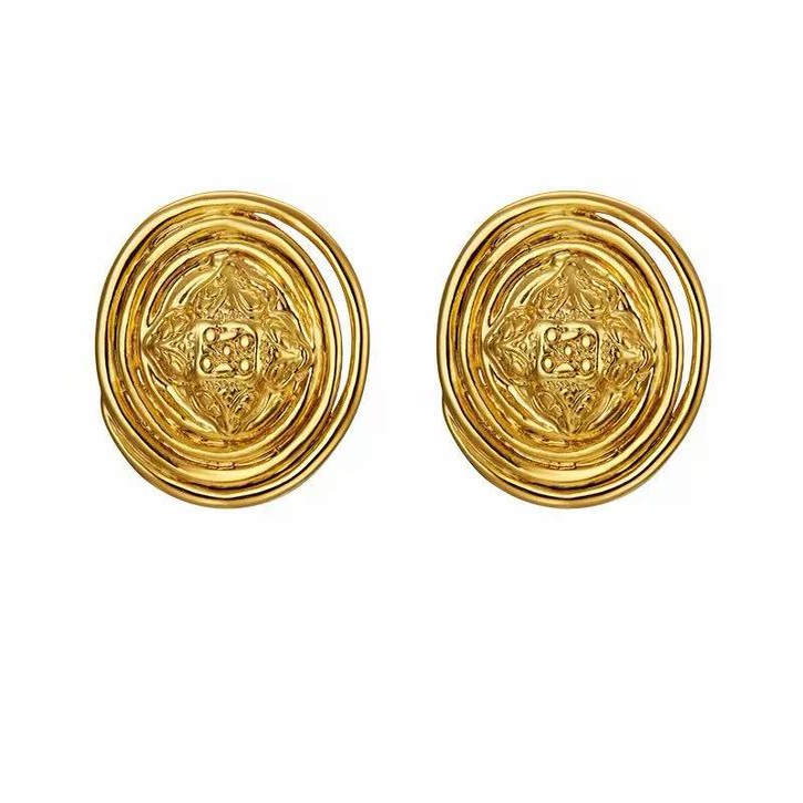 【线下1350¥】高叶同款「霍普金斯」金色复古几何耳钉C-001M6657