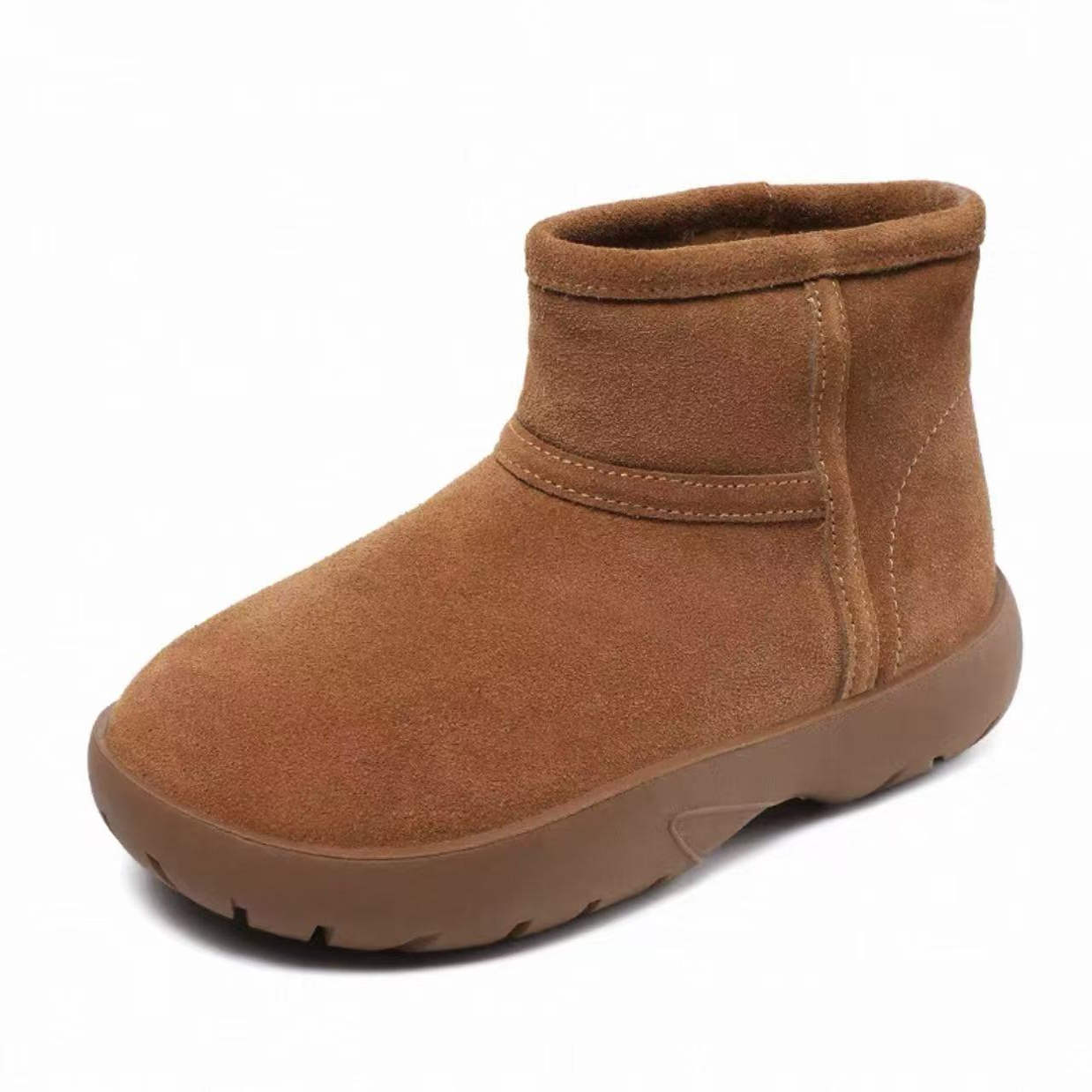 【牛皮反绒】厚底套筒雪地靴C-001M6485 （跟高4cm）正码正拍