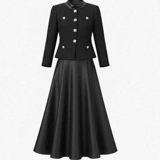 【女明星红毯裙 sp】假两件连衣裙C-001M6433（卡肩宽胸围）