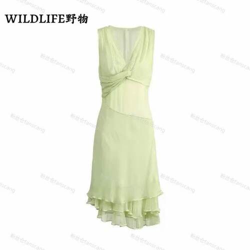 WILDLIFE｜曼谷薄荷曼波荷叶边连衣裙C-001M7424
