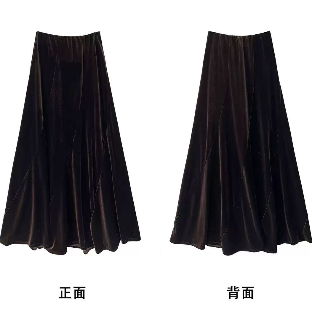 【原499 重磅真丝丝绒】立体立裁重磅真丝丝绒半裙 C-001M6359