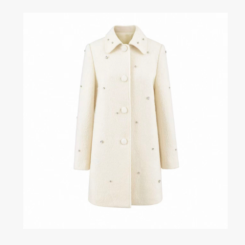 【线下16500¥ 】秘鲁进口绵羊毛彼得潘领A字大衣外套C-001M6650