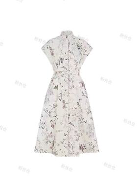 【68棉 32真丝】花卉印花棉真丝中长衬衫连衣裙C-001M7026