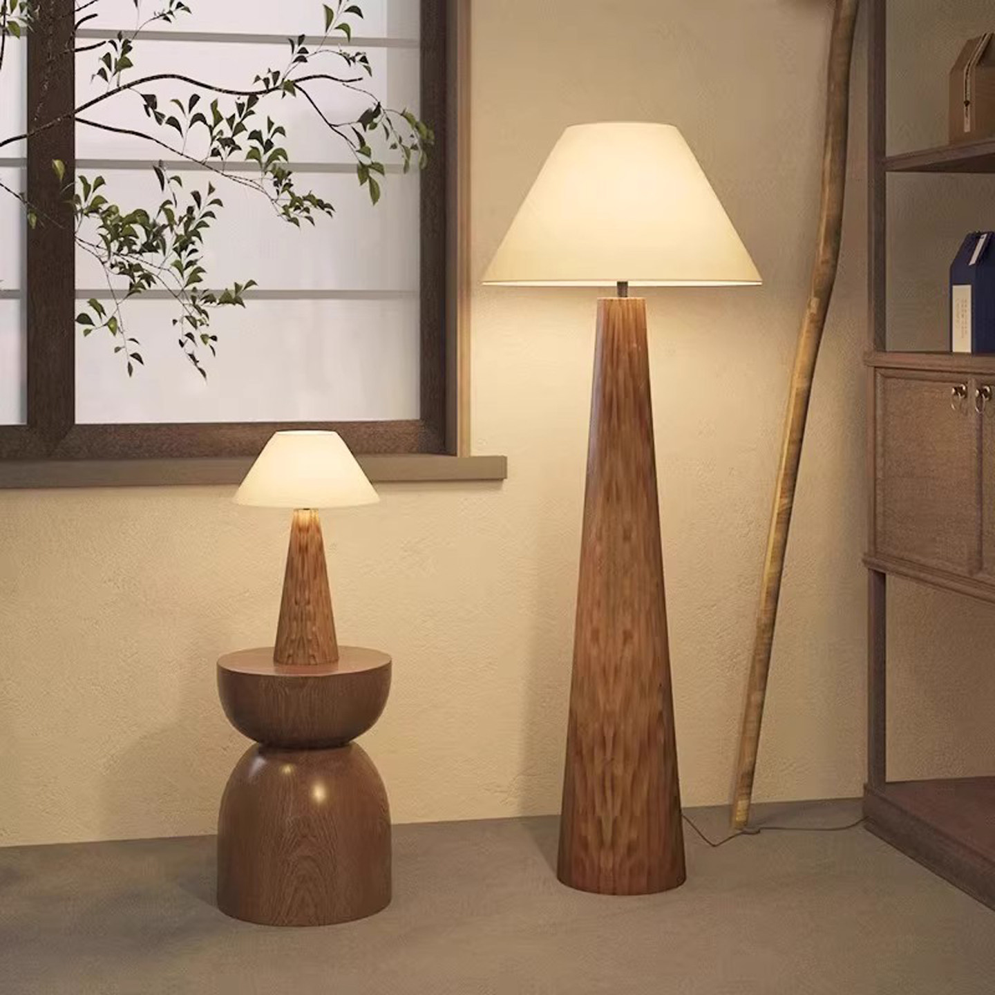 复古落地灯中古客厅卧室床头灯设计师款装饰侘寂风氛围立式台灯