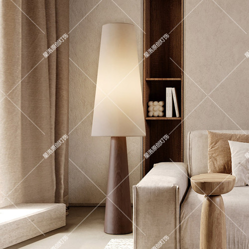 中古风中式酒店客厅沙发边落地灯