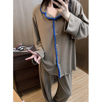 韩系睡衣女慵懒阳离子德绒保暖