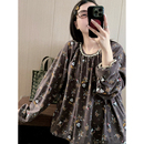 圆领家居服保暖套装 长裤 长袖 韩系卡通米奇花边德绒睡衣女士秋冬季