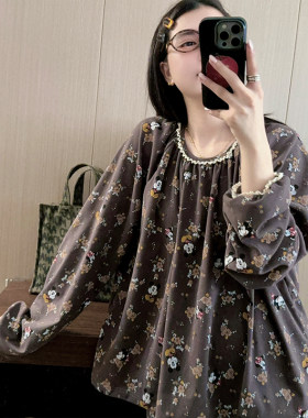 韩系卡通米奇花边德绒睡衣女
