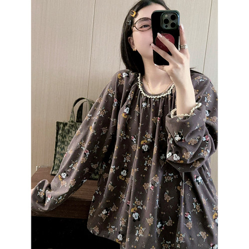 韩系卡通米奇花边德绒睡衣女