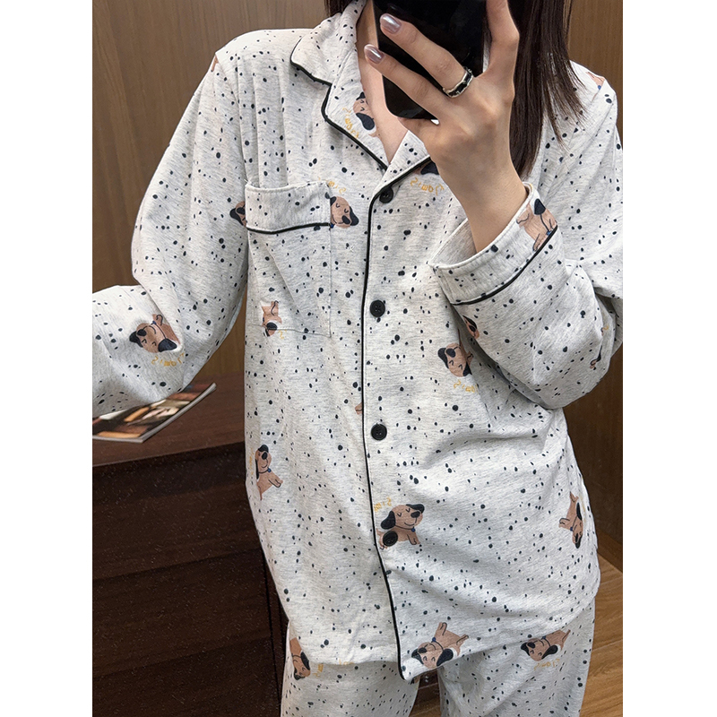 韩系卡通腊肠狗德绒睡衣女