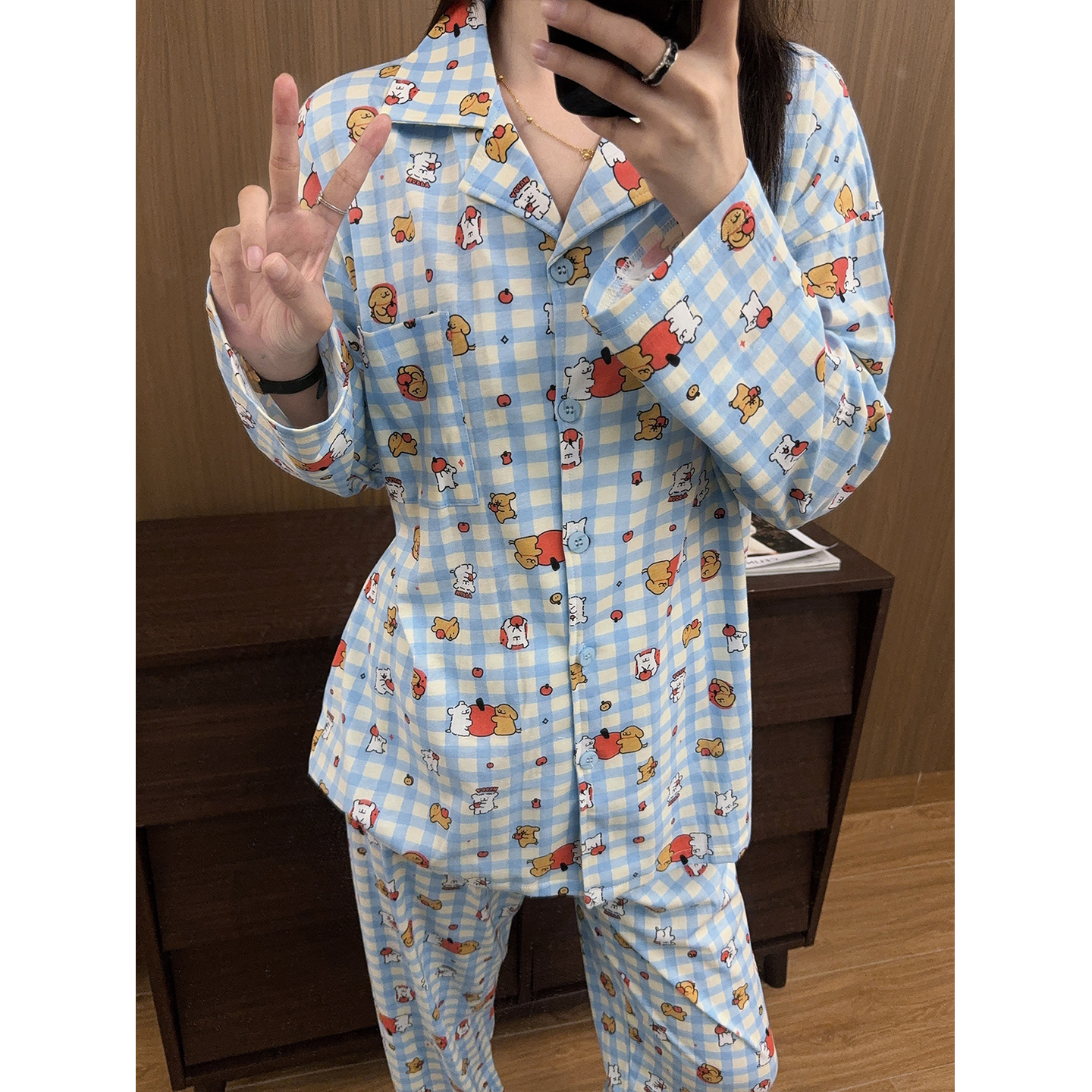 韩系卡通小狗纯棉睡衣女