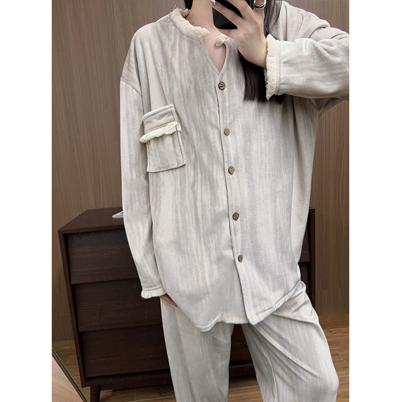 韩国睡衣女海岛绒慵懒加厚加绒