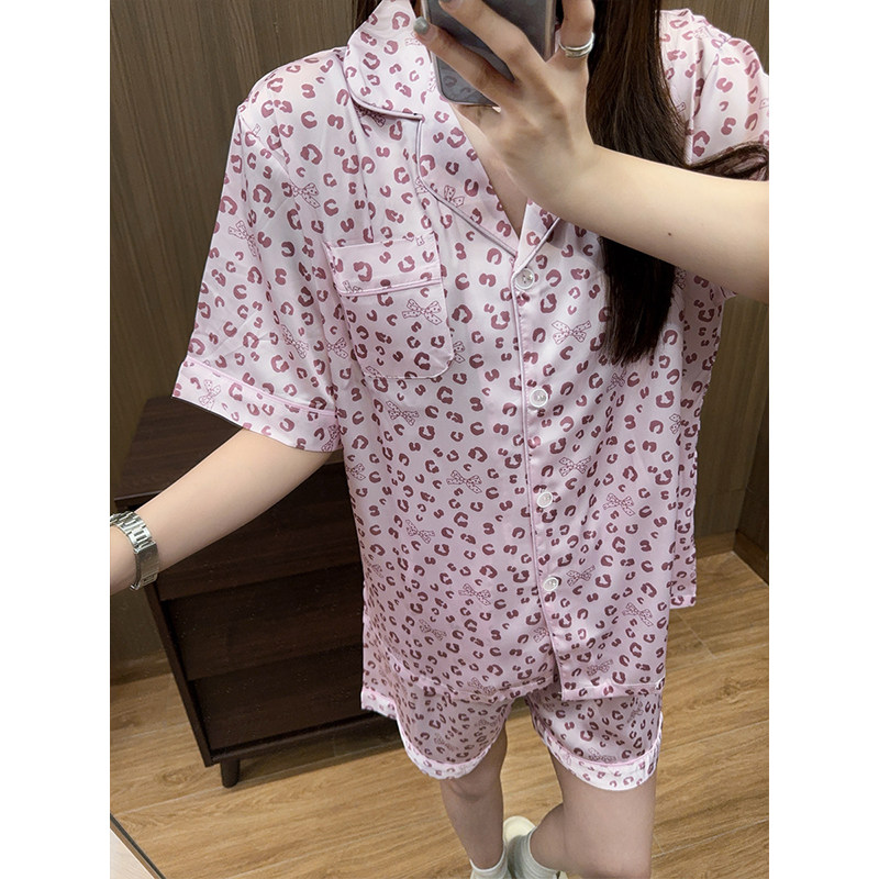日系卡通豹纹冰凉睡衣女
