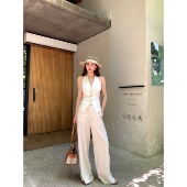 现货 EAU MER 老钱风气质收腰直角肩麻感马甲上衣